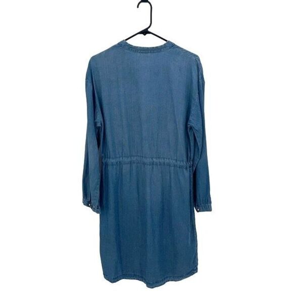 A New Day Womens Button Front Chambray Drawstring Denim Dress Blue Medium NWT - Picture 3 of 10